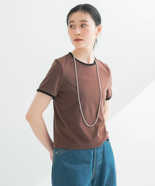 ＊＊URBAN RESEARCH / アーバンリサーチ Tシャツ | パイルリンガーコンパクトTシャツ（BROWN）