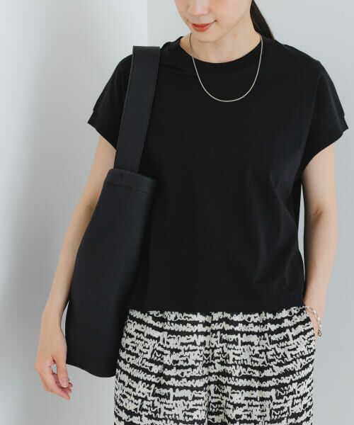 ＊＊URBAN RESEARCH / アーバンリサーチ Tシャツ | スーピマコットンフレンチスリーブカットソー（BLACK）