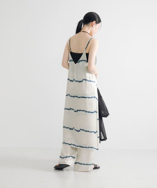 wonderfullife シルクワンピース セール】 シルクミックスボーダープリントワンピース