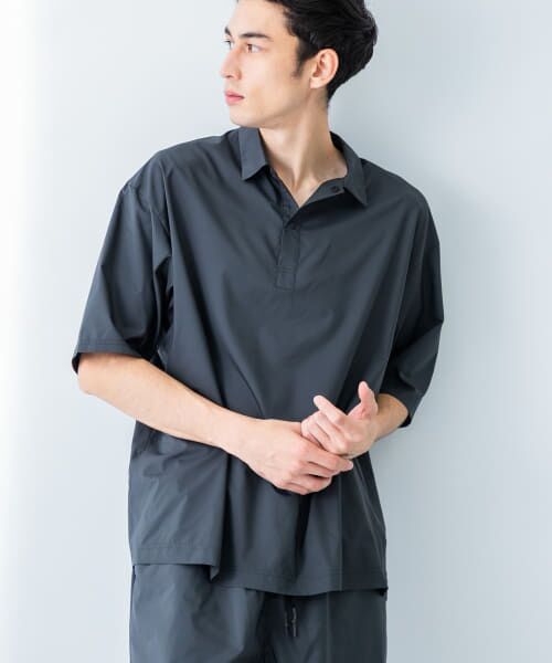 ＊＊URBAN RESEARCH / アーバンリサーチ ポロシャツ | SHADOW RIP リブポロシャツ（CHARCOAL）