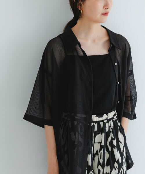 ＊＊URBAN RESEARCH / アーバンリサーチ シャツ・ブラウス | コットンカラミシアーオーバーシャツ（BLACK）