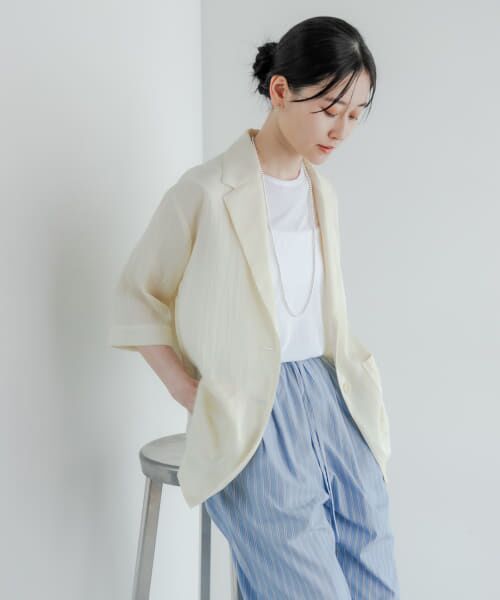 アーバンリサーチ　接触冷感 ハーフスリーブジャケット セール】『接触冷感』Naiaアセテートハーフスリーブジャケット