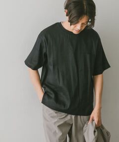 ストレッチリネンクルーネックTシャツ