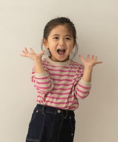 コットンカラーボーダーロングTシャツ(KIDS)