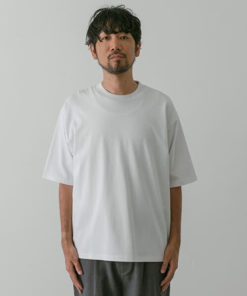 【WHITE】モックネックショートスリーブタフTシャツ