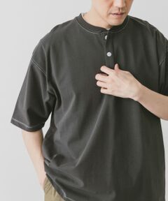 配色stヘンリーネックショートスリーブTシャツ