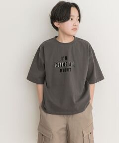 製品染めフロッキープリントロゴTシャツ(KIDS)