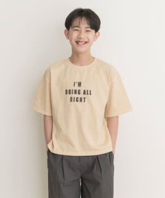 製品染めフロッキープリントロゴTシャツ(KIDS)