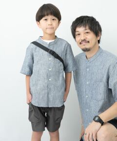 『親子リンク』シルケットリネンバンドカラーシャツ(KIDS)