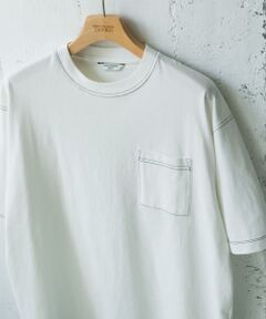 配色ステッチクルーネックポケットTシャツ