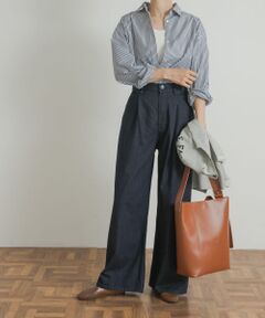 Denim Tuck Wide Pants