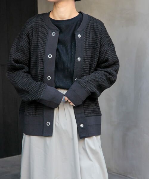 URBAN RESEARCH DOORS/アーバンリサーチ ドアーズ FORK & SPOON ワッフルカーディガン BLACK 1 URBAN RESEARCH DOORS/アーバンリサーチ ドアーズ FORK & SPOON ワッフルカーディガン BLACK 1
