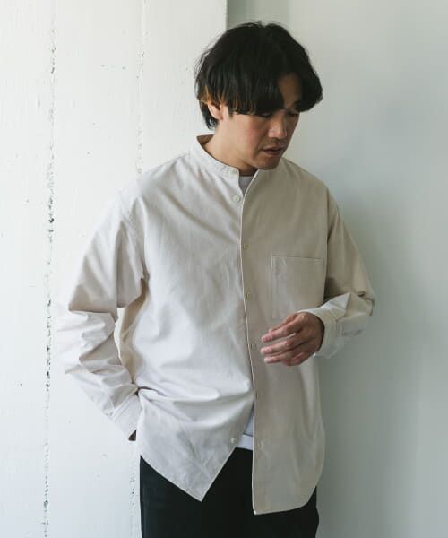 URBAN RESEARCH DOORS/アーバンリサーチ ドアーズ オックスバンドカラーシャツ BEIGE M URBAN RESEARCH DOORS/アーバンリサーチ ドアーズ オックスバンドカラーシャツ BEIGE M