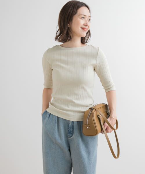 URBAN RESEARCH DOORS/アーバンリサーチ ドアーズ 針抜き6分袖カットソー L.BEIGE M URBAN RESEARCH DOORS/アーバンリサーチ ドアーズ 針抜き6分袖カットソー L.BEIGE M