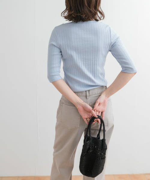 URBAN RESEARCH DOORS/アーバンリサーチ ドアーズ 針抜き6分袖カットソー BLUE M URBAN RESEARCH DOORS/アーバンリサーチ ドアーズ 針抜き6分袖カットソー BLUE M