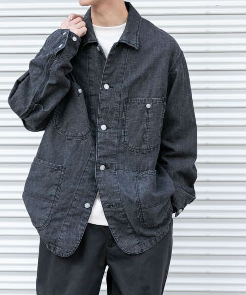 URBAN RESEARCH DOORS/アーバンリサーチ ドアーズ FORK & SPOON 綿麻デニムカバーオール BLACK 5 URBAN RESEARCH DOORS/アーバンリサーチ ドアーズ FORK & SPOON 綿麻デニムカバーオール BLACK 5