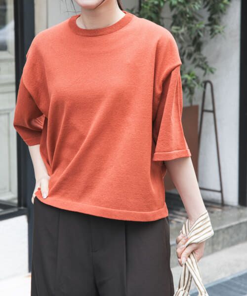 URBAN RESEARCH DOORS/アーバンリサーチ ドアーズ FORK & SPOON ペーパーニットTシャツ TERRACOTTA 1 URBAN RESEARCH DOORS/アーバンリサーチ ドアーズ FORK & SPOON ペーパーニットTシャツ TERRACOTTA 1