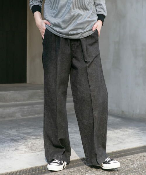 URBAN RESEARCH DOORS/アーバンリサーチ ドアーズ FORK & SPOON 綿麻デニムパンツ BLACK 1 URBAN RESEARCH DOORS/アーバンリサーチ ドアーズ FORK & SPOON 綿麻デニムパンツ BLACK 1