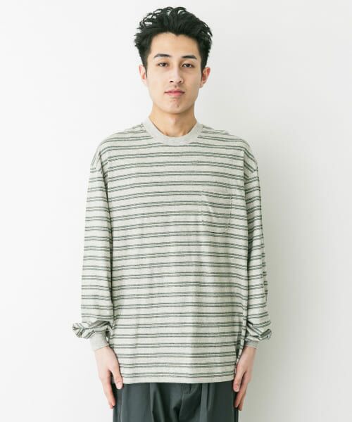 セール】 ENDS and MEANS Pocket Long-Sleeve Tee(Striped) （T