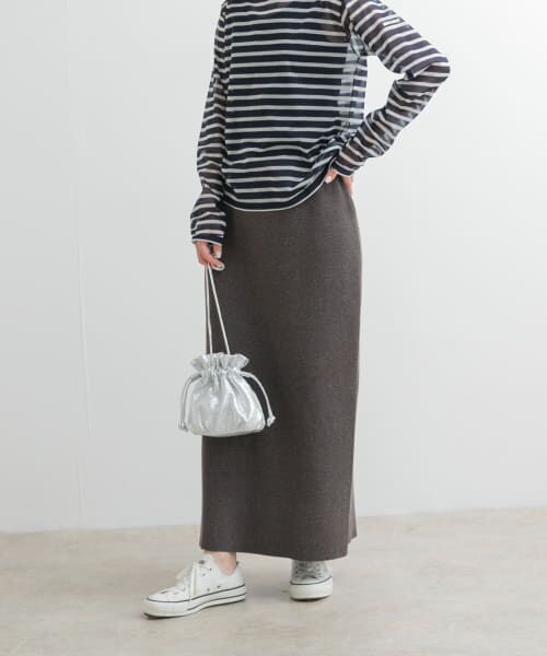 URBAN RESEARCH DOORS/アーバンリサーチ ドアーズ リネン混ニットストレートスカート CHARCOAL M URBAN RESEARCH DOORS/アーバンリサーチ ドアーズ リネン混ニットストレートスカート CHARCOAL M