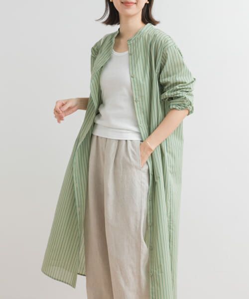 URBAN RESEARCH DOORS/アーバンリサーチ ドアーズ カラーストライプシャツワンピース GREEN M URBAN RESEARCH DOORS/アーバンリサーチ ドアーズ カラーストライプシャツワンピース GREEN M