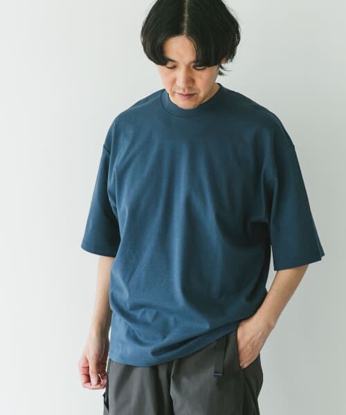 URBAN RESEARCH DOORS/アーバンリサーチ ドアーズ 『UR TECH』防汚ワイドテーパードTシャツ BLUE L URBAN RESEARCH DOORS/アーバンリサーチ ドアーズ 『UR TECH』防汚ワイドテーパードTシャツ BLUE L