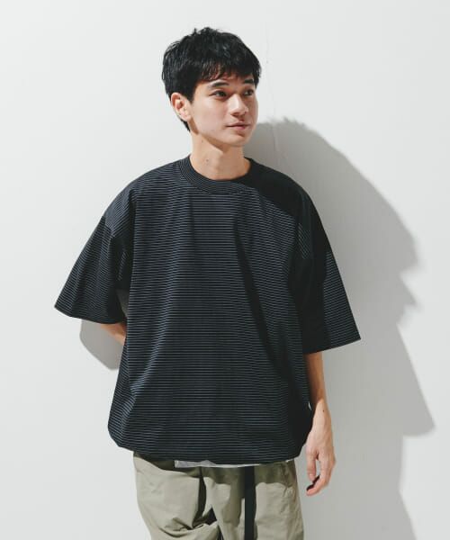 URBAN RESEARCH DOORS/アーバンリサーチ ドアーズ 『仁村紗和さん着用』『UR TECH』サマシェア ドロストTシャツ BLACK×GRY L URBAN RESEARCH DOORS/アーバンリサーチ ドアーズ 『仁村紗和さん着用』『UR TECH』サマシェア ドロストTシャツ BLACK×GRY L