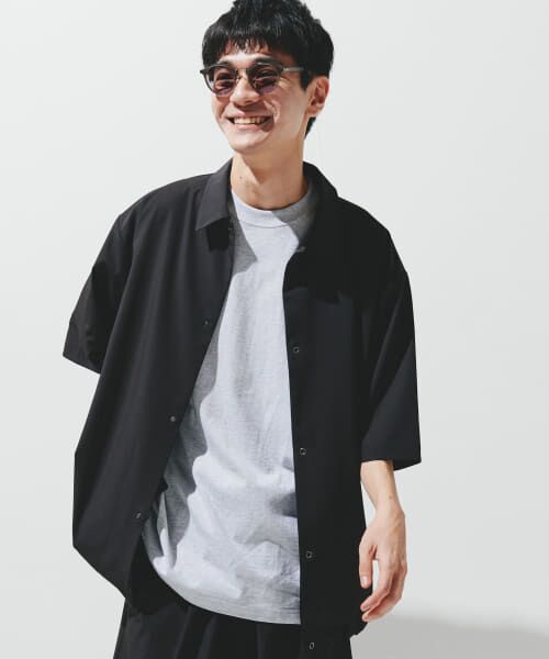 URBAN RESEARCH DOORS/アーバンリサーチ ドアーズ 『仁村紗和さん着用』『UR TECH』サマシェア シャツカーディガン BLACK M URBAN RESEARCH DOORS/アーバンリサーチ ドアーズ 『仁村紗和さん着用』『UR TECH』サマシェア シャツカーディガン BLACK M