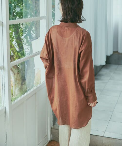 アーバンリサーチ ドアーズ　ラミーコットンビックシャツ　ブラウン セール】ラミーコットンビックシャツ（シャツ/ブラウス）｜URBAN