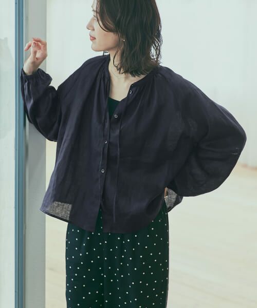 URBAN RESEARCH DOORS/アーバンリサーチ ドアーズ リネンハシゴレースブラウス NAVY M URBAN RESEARCH DOORS/アーバンリサーチ ドアーズ リネンハシゴレースブラウス NAVY M
