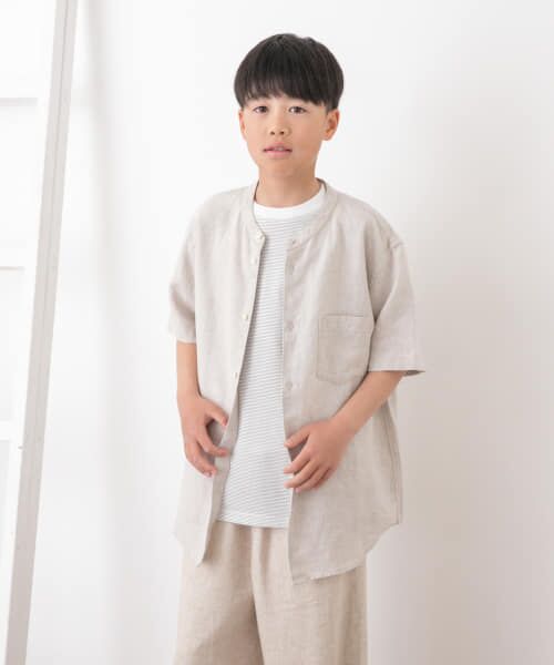URBAN RESEARCH DOORS/アーバンリサーチ ドアーズ 『WEB/一部店舗限定』『親子リンク』シルケットリネンバンドカラーシャツ(KIDS) ECRU 150 URBAN RESEARCH DOORS/アーバンリサーチ ドアーズ 『WEB/一部店舗限定』『親子リンク』シルケットリネンバンドカラーシャツ(KIDS) ECRU 150