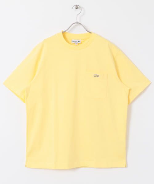 LACOSTE Tシャツ ホワイト/イエロー LACOSTE アウトラインクロックポケットTシャツ （Tシャツ