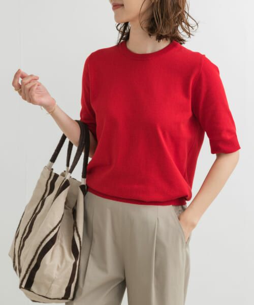 URBAN RESEARCH DOORS/アーバンリサーチ ドアーズ 『UR TECH ひやサラクール』コットンハーフスリーブKNIT RED M URBAN RESEARCH DOORS/アーバンリサーチ ドアーズ 『UR TECH ひやサラクール』コットンハーフスリーブKNIT RED M