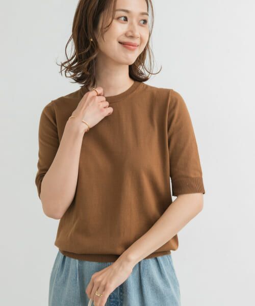 URBAN RESEARCH DOORS/アーバンリサーチ ドアーズ 『UR TECH ひやサラクール』コットンハーフスリーブKNIT BRONZE M URBAN RESEARCH DOORS/アーバンリサーチ ドアーズ 『UR TECH ひやサラクール』コットンハーフスリーブKNIT BRONZE M