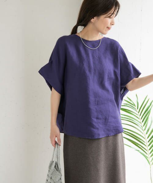 URBAN RESEARCH DOORS/アーバンリサーチ ドアーズ リネンコクーンシルエットブラウス NAVY M URBAN RESEARCH DOORS/アーバンリサーチ ドアーズ リネンコクーンシルエットブラウス NAVY M