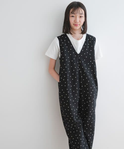 URBAN RESEARCH DOORS/アーバンリサーチ ドアーズ 『親子リンク』『WEB/一部店舗限定』リネンレーヨンドットオールインワン(KIDS) BLACK 150 URBAN RESEARCH DOORS/アーバンリサーチ ドアーズ 『親子リンク』『WEB/一部店舗限定』リネンレーヨンドットオールインワン(KIDS) BLACK 150