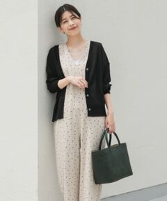 強撚スムース スクエアドットプリント 半袖スキッパープル