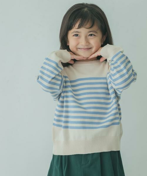 URBAN RESEARCH DOORS / アーバンリサーチ ドアーズ ニット・セーター | FORK&SPOON スーピマコットンボーダーニット(KIDS)(ブルー系その他)