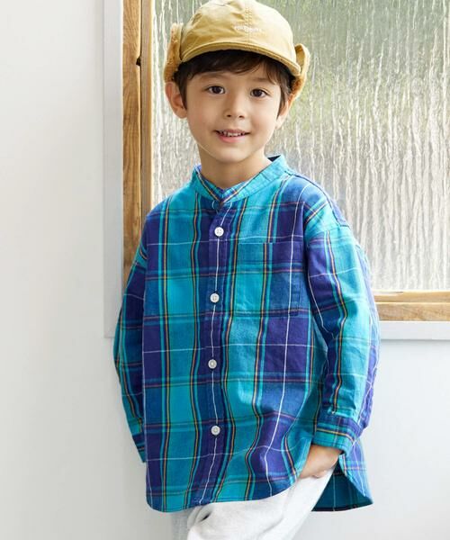 URBAN RESEARCH DOORS / アーバンリサーチ ドアーズ トップス | FORK&SPOON ネルバンドカラールーズシャツ(KIDS)(ネイビー)