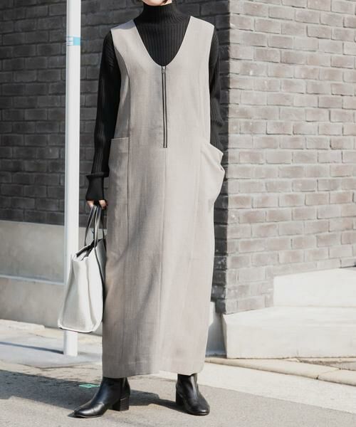 URBAN RESEARCH DOORS / アーバンリサーチ ドアーズ ワンピース | FORK&SPOON 2WAYジップジャンパースカート(グレー)