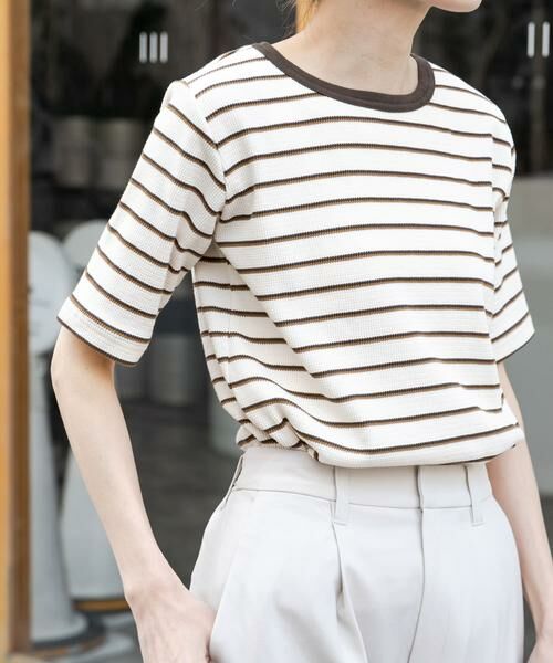 URBAN RESEARCH DOORS / アーバンリサーチ ドアーズ Tシャツ | FORK&SPOON ワッフルジャガードTシャツ(ブラウン系その他)