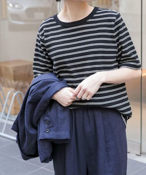 URBAN RESEARCH DOORS / アーバンリサーチ ドアーズ Tシャツ | FORK&SPOON ワッフルジャガードTシャツ(ブラック系その他)