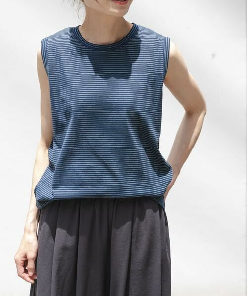 URBAN RESEARCH DOORS/アーバンリサーチ ドアーズ FORK & SPOON マルチカラーボーダーノースリーブTシャツ ネイビー 1 URBAN RESEARCH DOORS/アーバンリサーチ ドアーズ FORK & SPOON マルチカラーボーダーノースリーブTシャツ ネイビー 1