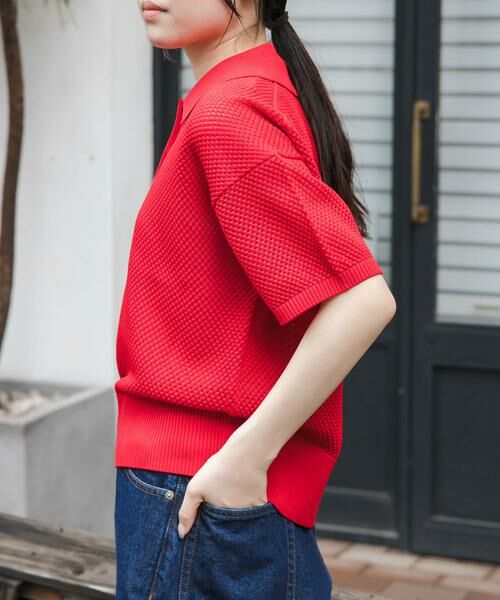 URBAN RESEARCH DOORS / アーバンリサーチ ドアーズ ニット・セーター | FORK&SPOON　メッシュパターンニットポロシャツ | 詳細3