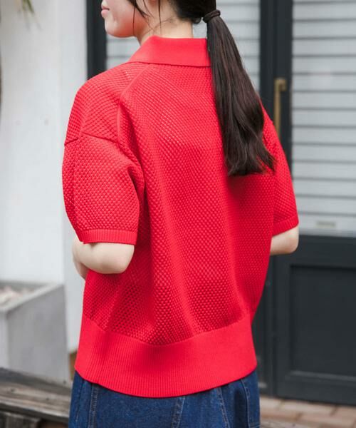 URBAN RESEARCH DOORS / アーバンリサーチ ドアーズ ニット・セーター | FORK&SPOON　メッシュパターンニットポロシャツ | 詳細4