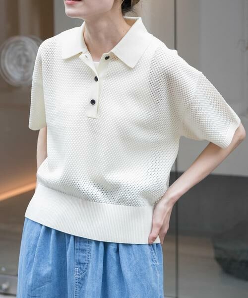 URBAN RESEARCH DOORS / アーバンリサーチ ドアーズ ニット・セーター | FORK&SPOON　メッシュパターンニットポロシャツ | 詳細17