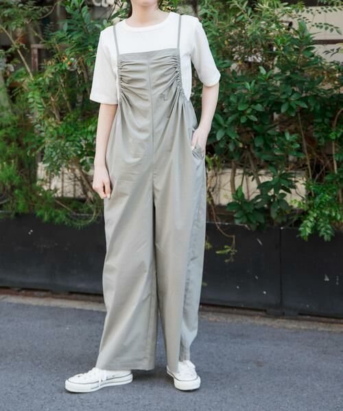 URBAN RESEARCH DOORS/アーバンリサーチ ドアーズ FORK & SPOON サイドギャザーサロペット カーキ 2 URBAN RESEARCH DOORS/アーバンリサーチ ドアーズ FORK & SPOON サイドギャザーサロペット カーキ 2