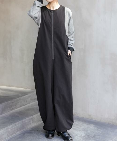 URBAN RESEARCH DOORS / アーバンリサーチ ドアーズ ワンピース | FORK&SPOON フロントジップオールインワン(ブラック)