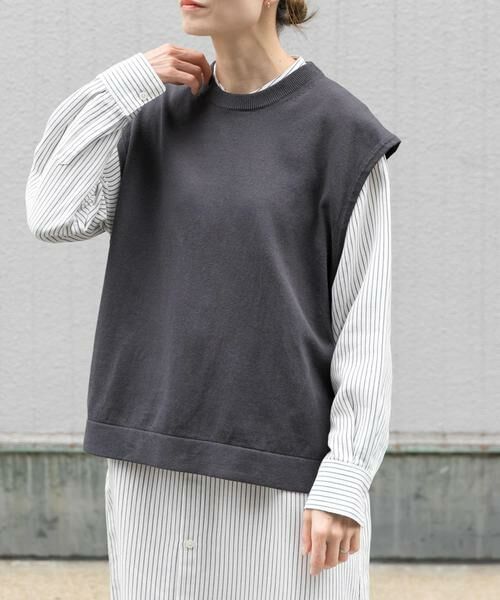 URBAN RESEARCH DOORS/アーバンリサーチ ドアーズ FORK & SPOON クルーネックニットベスト チャコールグレー 1 URBAN RESEARCH DOORS/アーバンリサーチ ドアーズ FORK & SPOON クルーネックニットベスト チャコールグレー 1