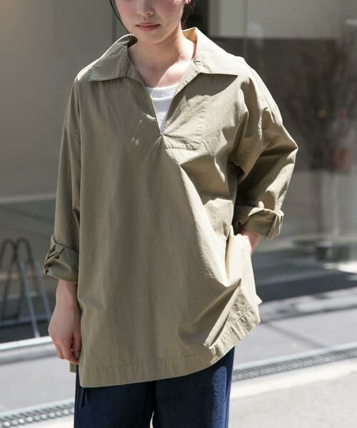 URBAN RESEARCH DOORS/アーバンリサーチ ドアーズ FORK & SPOON スキッパーロングシャツ ベージュ 1